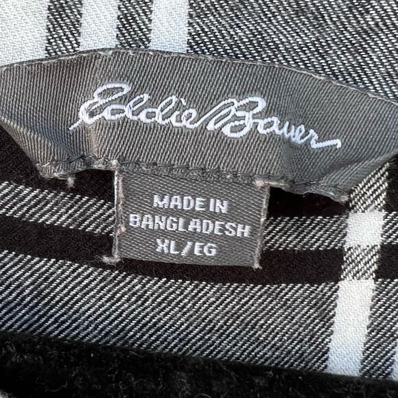 Eddie Bauer XL Black & White Plaid Button-Down Top - Good Condition - Picture 5 of 5